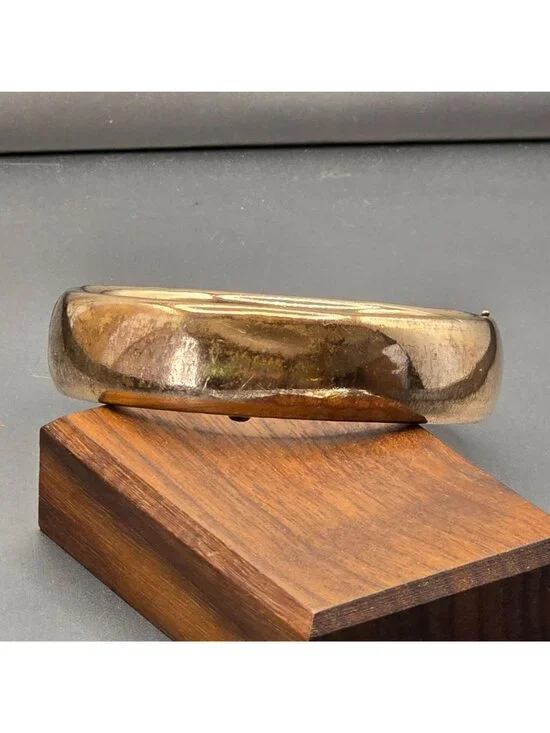 Victorian Gold Filled Scrolled Hinged Bangle Bracelet 7" Heavyweight Signed 37g - Picture 3 of 16